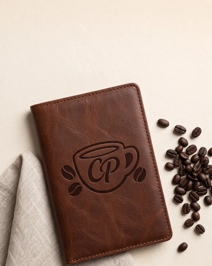 The Coffee Passport lying on cream paper beside a linen napkin and scattered roasted beans
